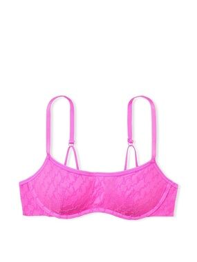 Victoria’s Secret PINK Pink Berry Push Up Flocked Mesh Push Up Bralette XS/32A